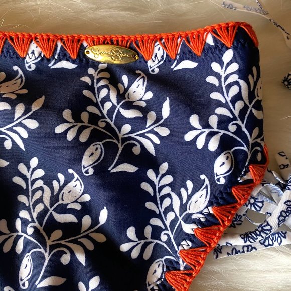 Jessica Simpson Navy Blue Floral Swimsuit Bikini Bottom (NWT) - Small - Picture 4 of 5